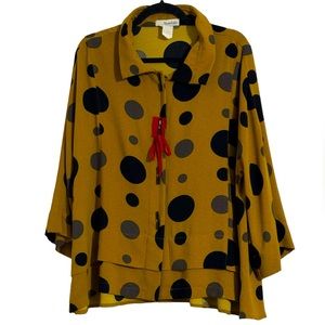 Vintage Moonlight Y & S Collared Chartreuse Polkadot Jacket Chopstick Buttons Md